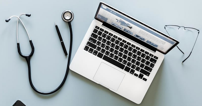 Laptop and stethoscope